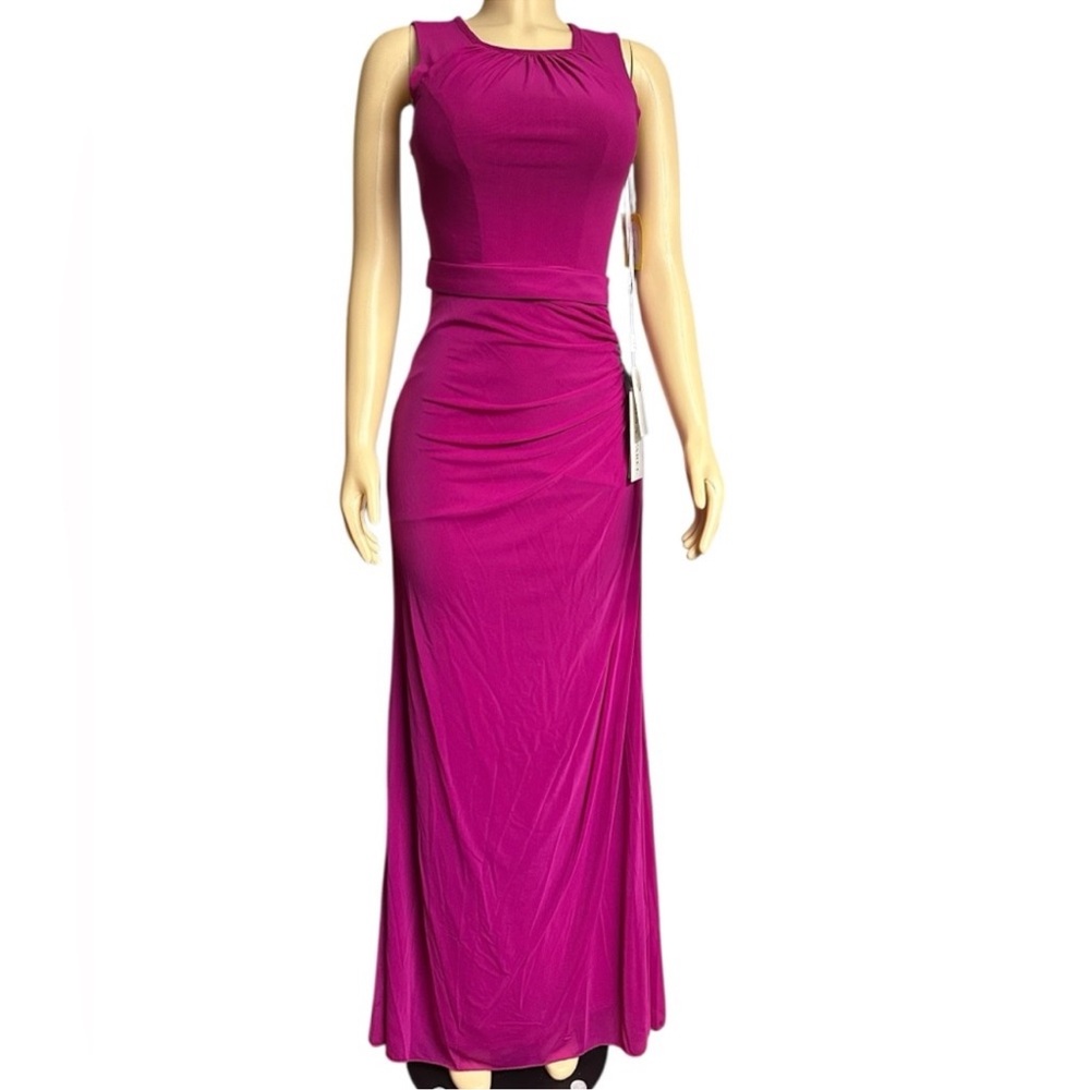 NWT Elegant Magenta Maxi Formal Evening Party Dress Gown - Picture 2 of 16